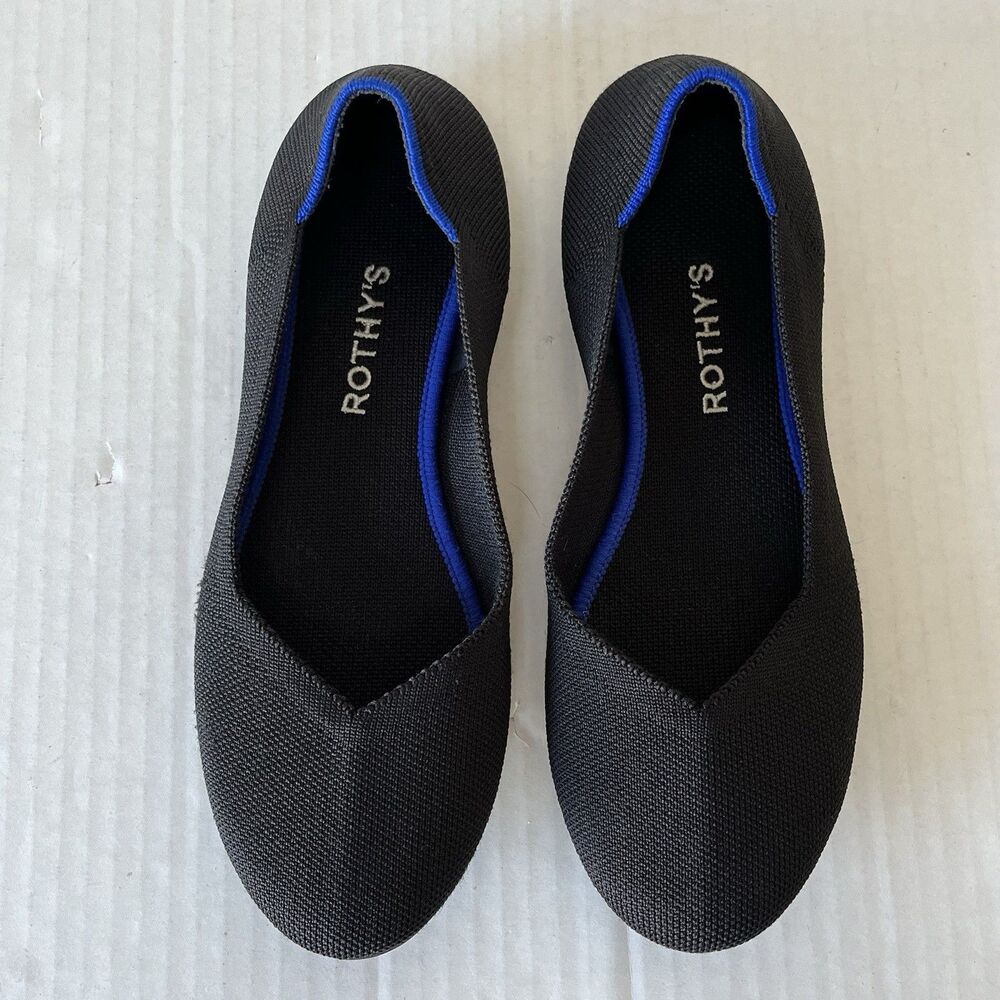 Rothy's Black The Flat Round Toe Ballet Flats Slip On Comfort Shoes Womens Sz 9